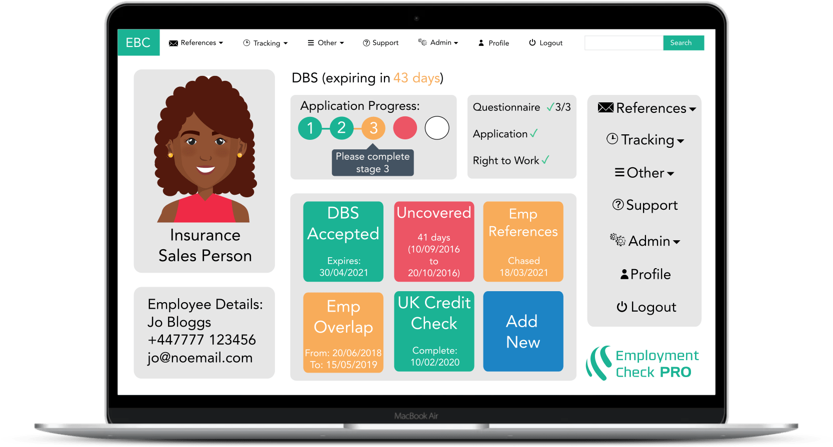 screenshot of Employment Check Pro